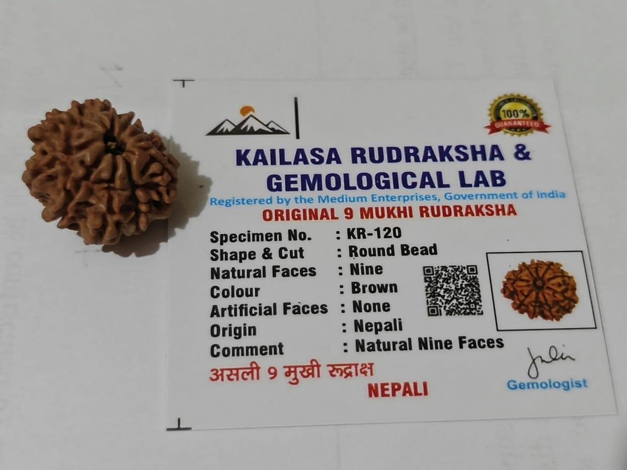 Original 9 Mukhi Nepali Rudraksha (Nine Faced Bead)