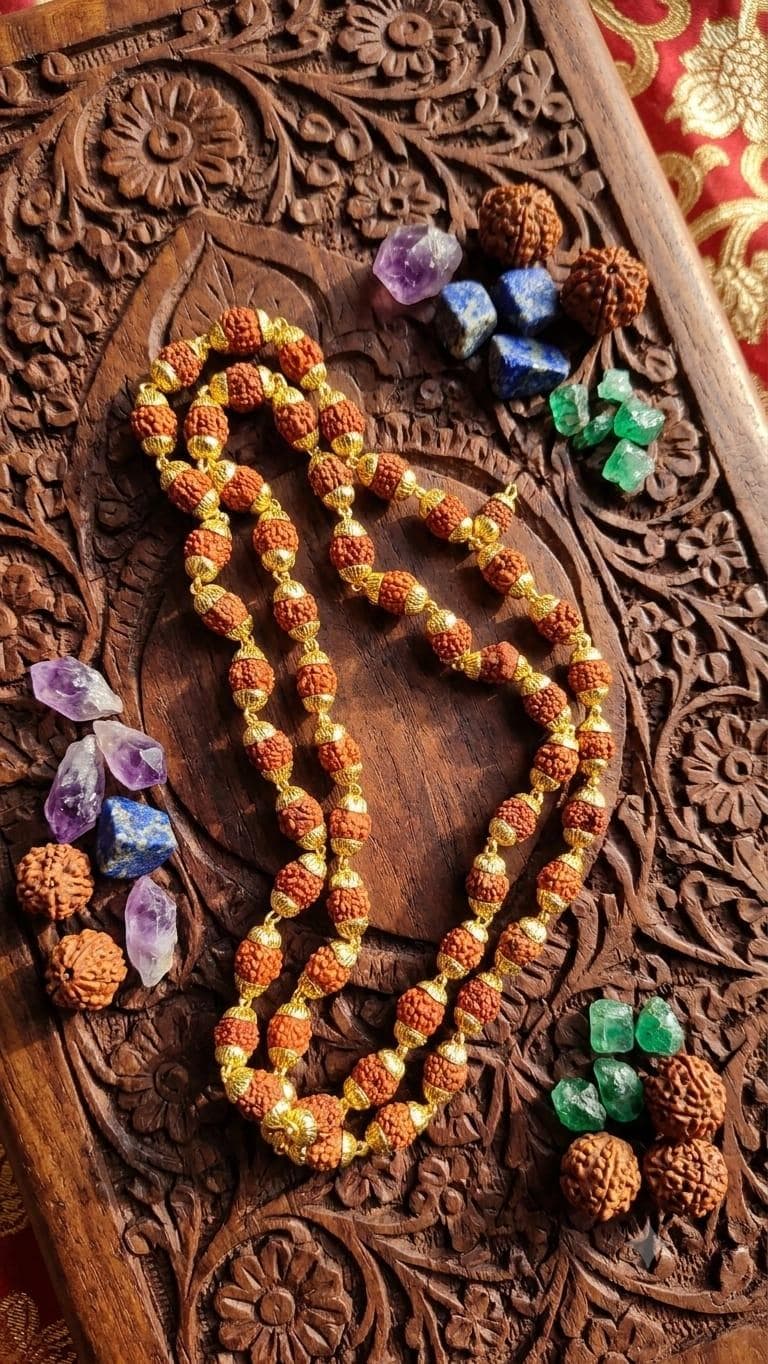 Certified Gold Plated Rudraksha Mala
